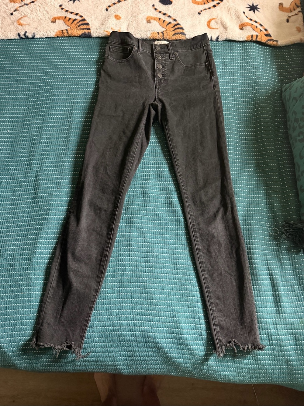 Madewell High-Rise Black Skinny Jeans with Button Fly